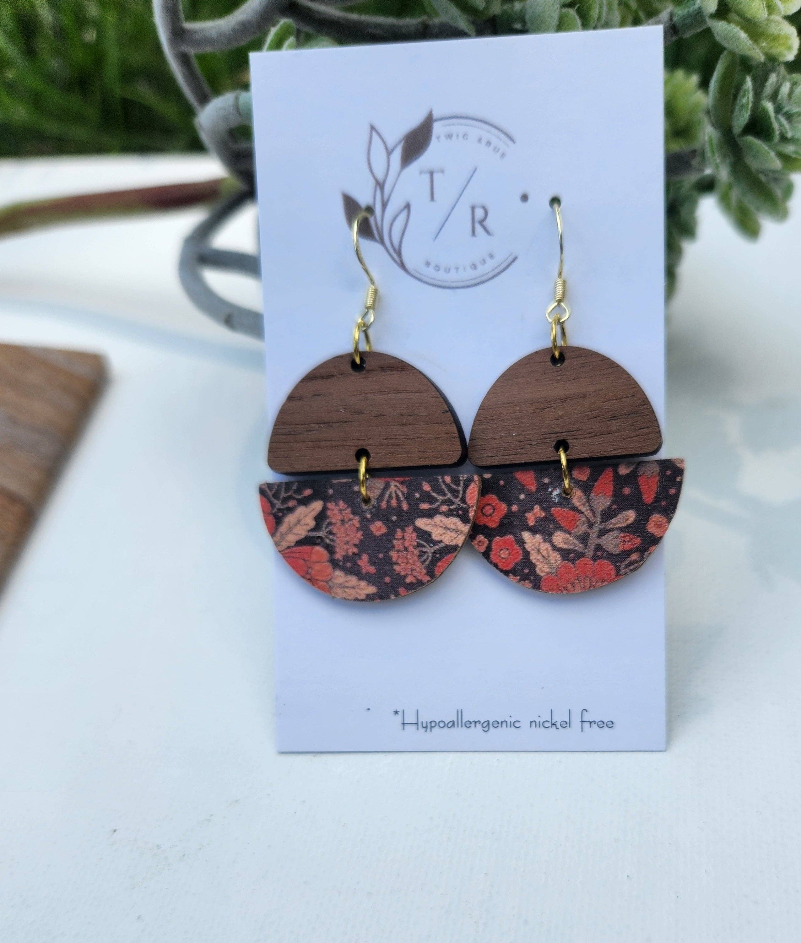 Twig & Rue boutique - Wholesale Dangle Earrings - Ellis| Genuine leather and wood dangles1