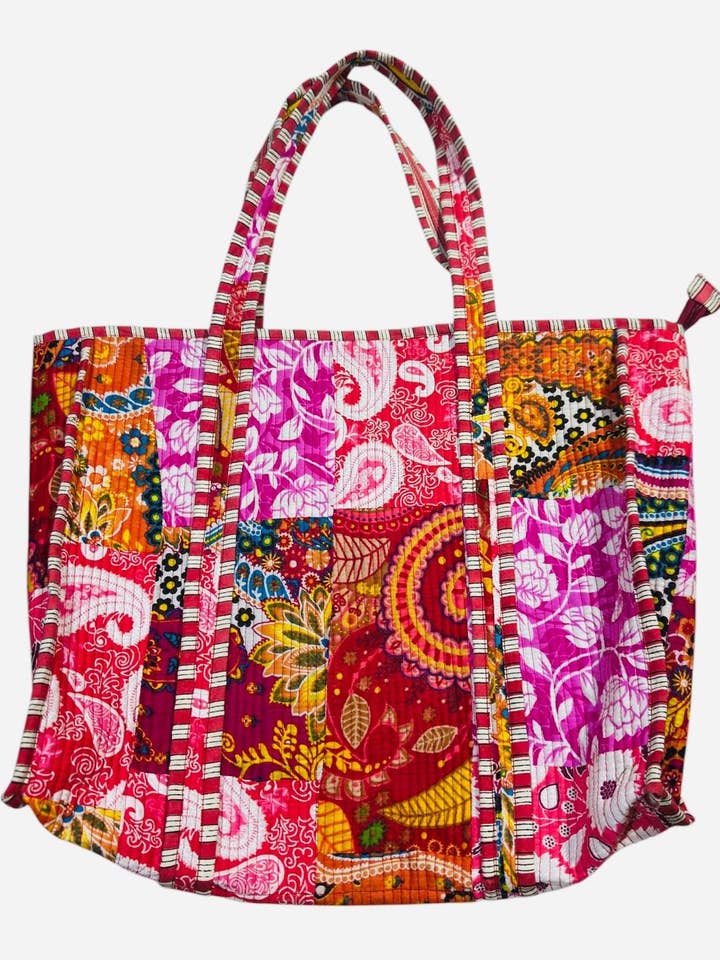 Bomull Patchwork Kantha Stygn Quiltad Shoppingväska R25950 för wholesale av Rising International Inc