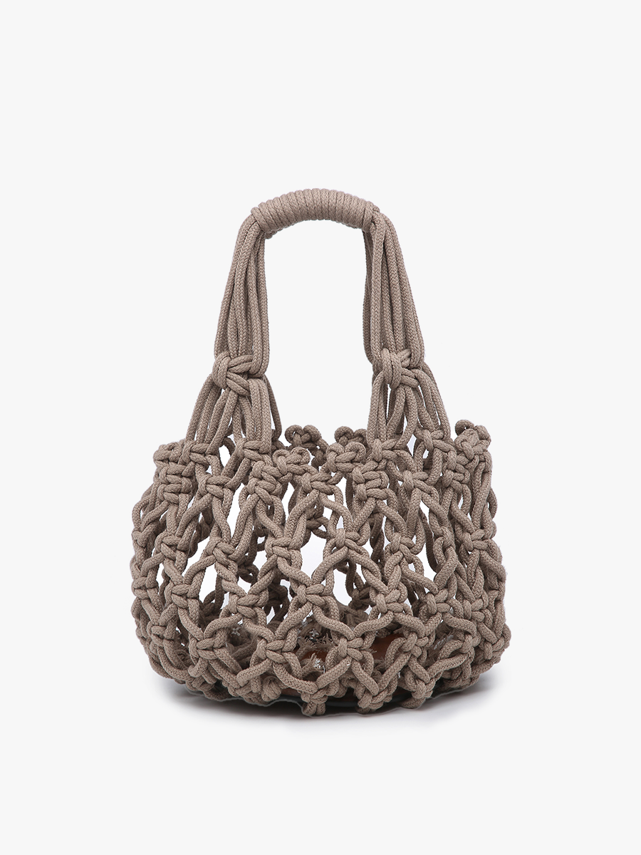 Jen & Co. - Wholesale Top Handle Bag - Women's - N2003 Colbie Macrame Mini Bucket Bag w/ Vegan Leather Base1