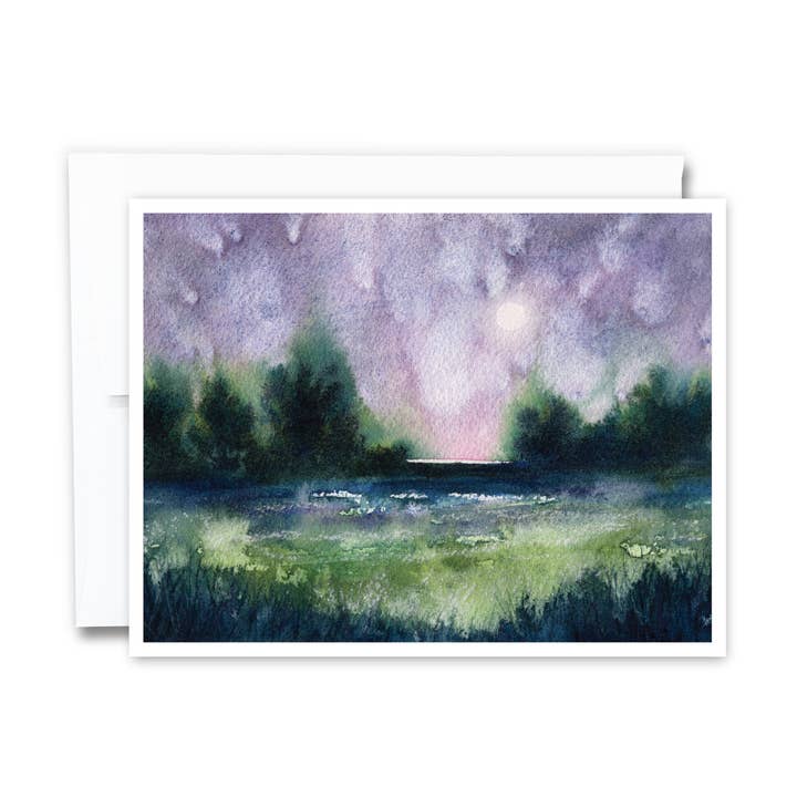 Moon Glow Landscape Notecard for wholesale by Green Artist Designs