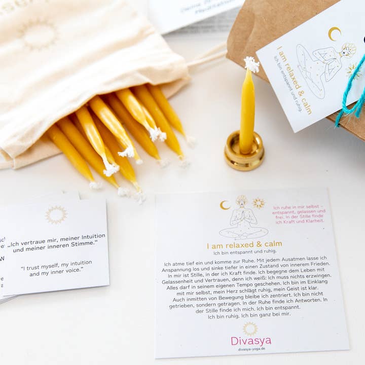 Divasya - Wholesale Meditation Supplies - 20-Minute Candles | Gift Set | I am relaxed & calm6