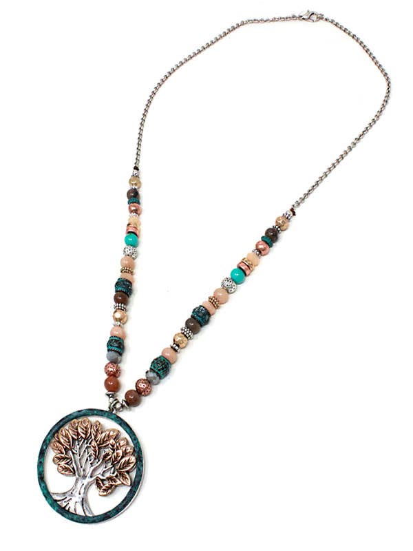 Jewelry Max - Wholesale Pendant/Charm Necklace - ( WX1183 )  TREE OF LIFE AND SEMI PRECIOUS STONE NECKLACE0