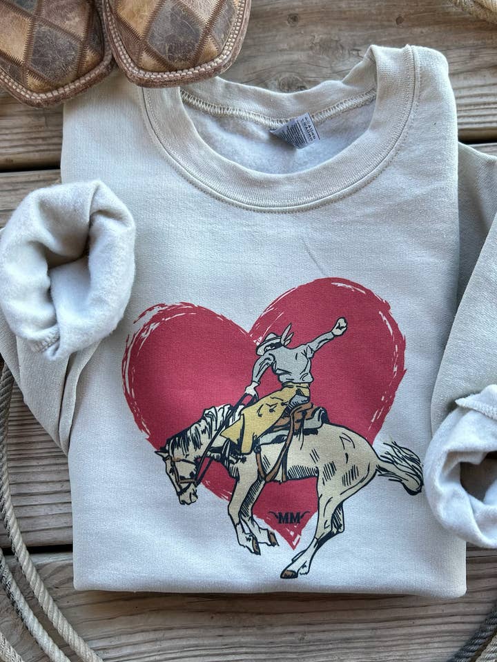 Cowboy's Heart sweater for wholesale by Maggi Mae's