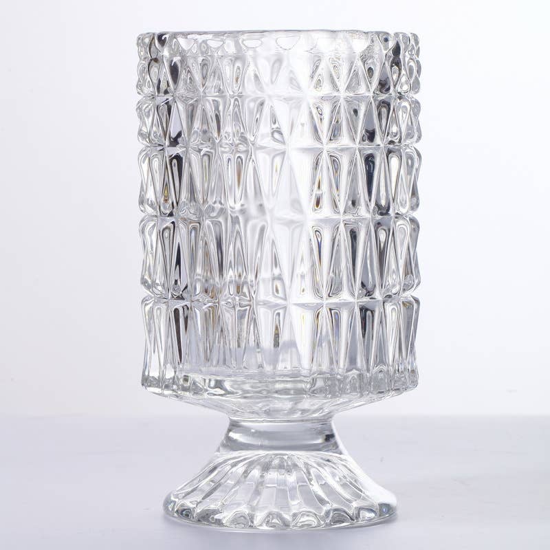 Sweet Home Deco - Wholesale Vase - 6.5''T Footed Thick Glass Vase, Vintage Clear Floral Vase, 1