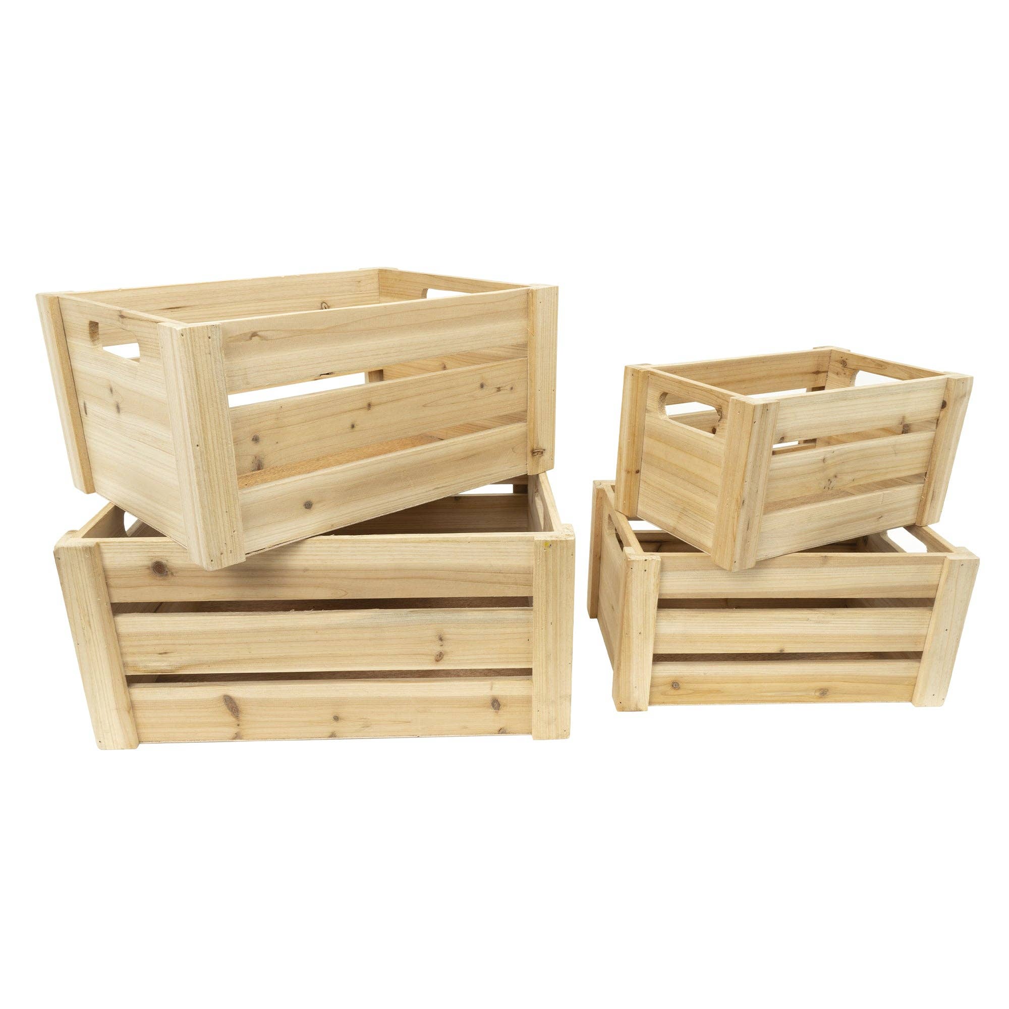 Portofino International Trading, USA - Wholesale Decorative Tabletop Object - Decorative Natural Wood Crate 4 Piece Set0