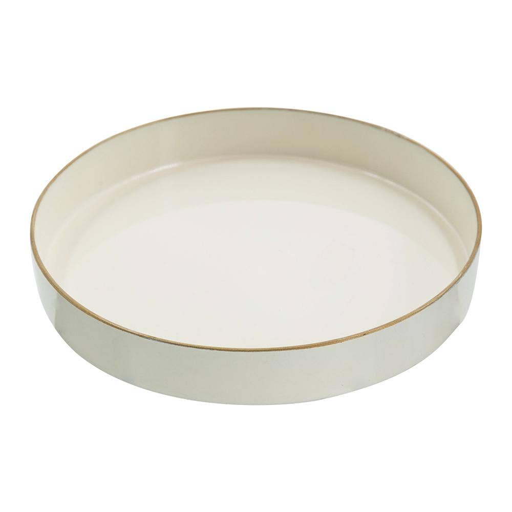 A&B Home Group Inc. - Wholesale Decorative Tray - D10" Mimosa Round Tray - White0