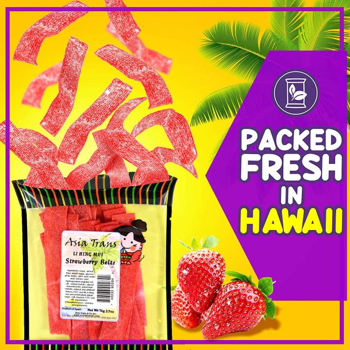 Snack Hawaii - Wholesale Gummy - Li Hing Mui aardbeienriemen2