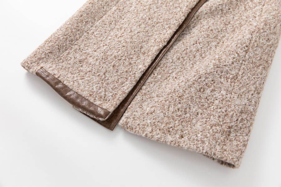 Color as pictures CT82L Women's Long Winter Coat with Wool & PU Leather for wholesale on Faire6