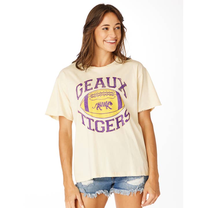 The Geaux Tigers Distressed Boyfriend T-Shirt für den Großhandel von Stewart Simmons