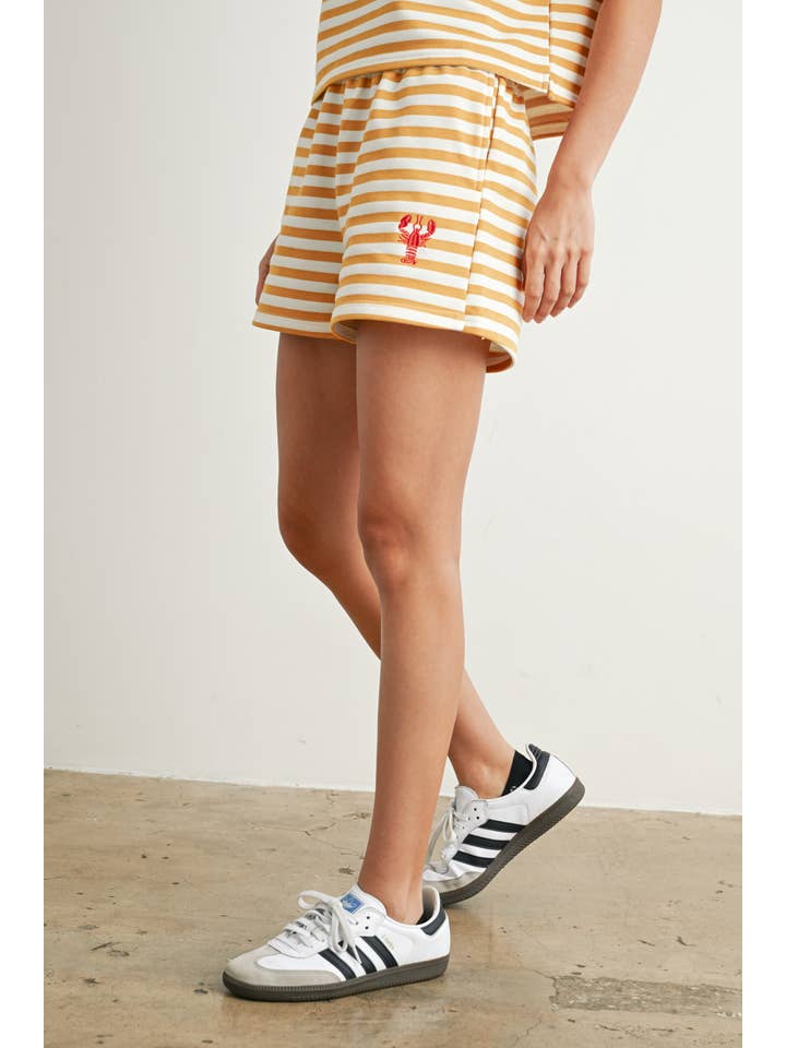 BUTTERMELON - Wholesale Shorts - Women's - Garterized Striped Shorts - BMP7661
