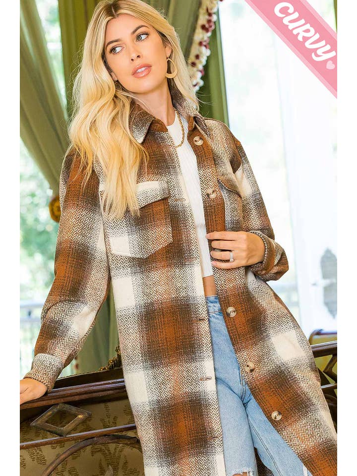 Sweet Lovely by Jen - Wholesale Shirt Jacket/Shacket - Women's - PLUS SIZE SHACKET /PLAID COAT1