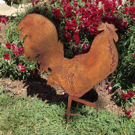 Arte de jardim de galo em metal ou penduramento de parede por atacado de Rustica Ornamentals