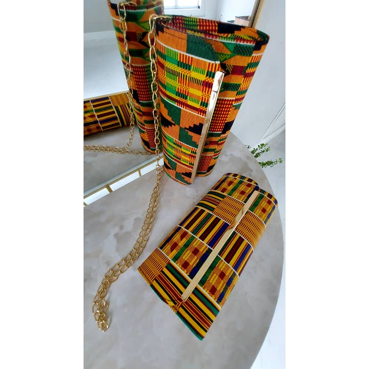 India Batik - Wholesale Clutch Bag - Women's - Clutch Purse/ Cross Body- kente Print