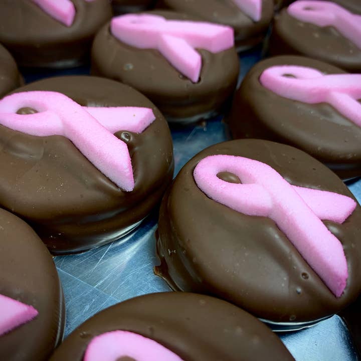 O'Shea's Candies Sweet Shop - Wholesale Chocolate Covered Sweets - O’Oreo “Breast Cancer” Milk Chocolate 2PK w/ Flair Top