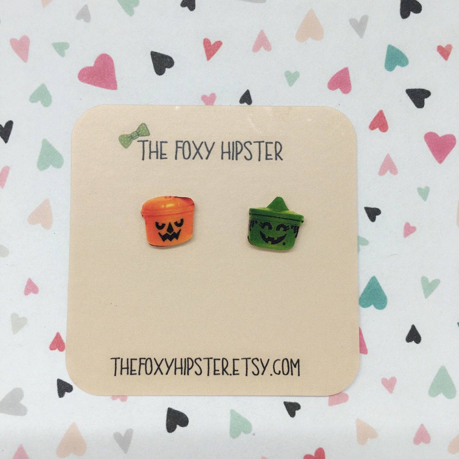 The Foxy Hipster - Wholesale Stud/post earrings - Halloween Bucket Stud Earrings