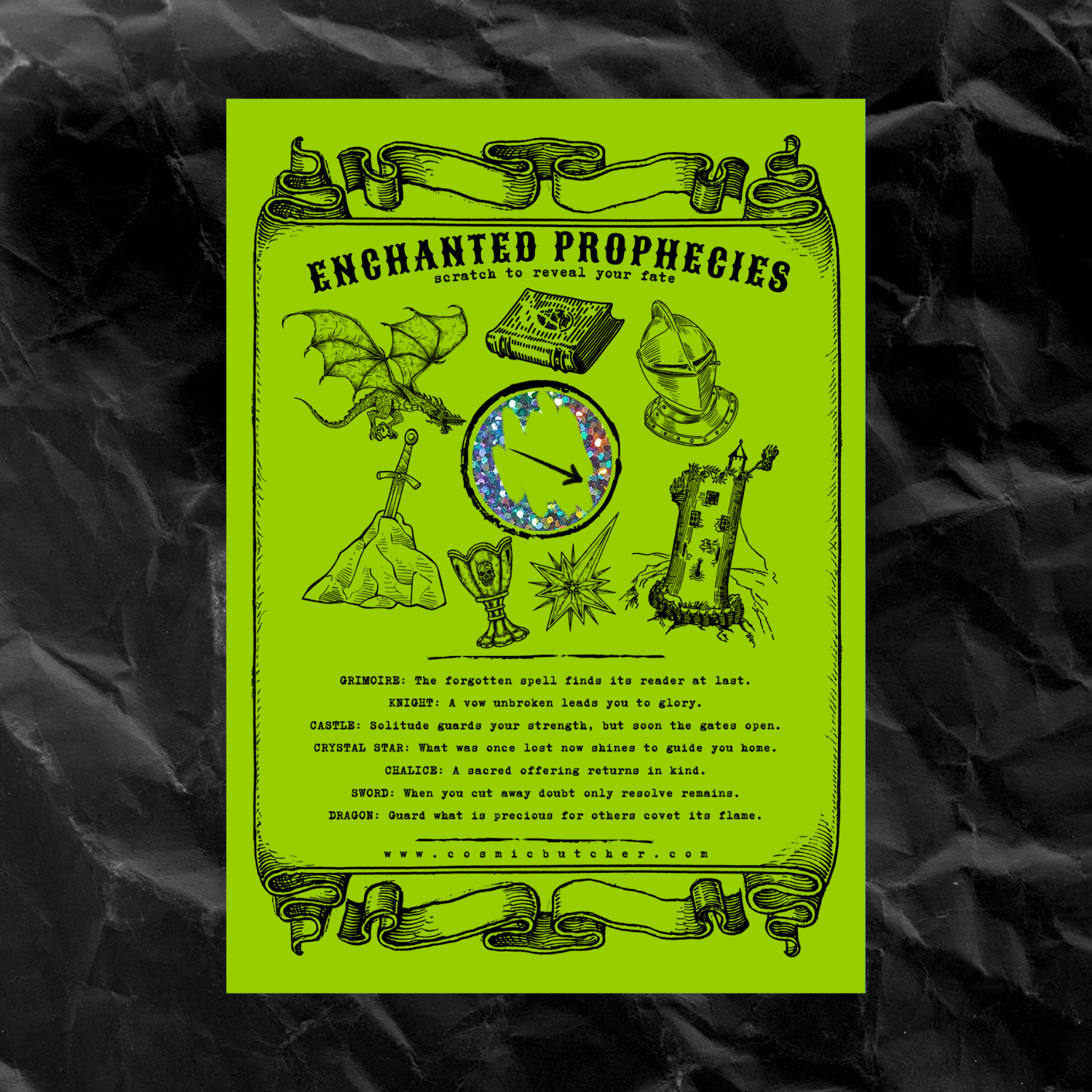 Cosmic Butcher - Wholesale Everyday Greeting Card - "ENCHANTED PROPHECIES" Scratch Off Fortune Fantasy Art Card3