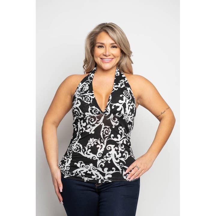 NECKHOLDER-TOP MIT BAROCK-PRINT für den Großhandel von Curve Market