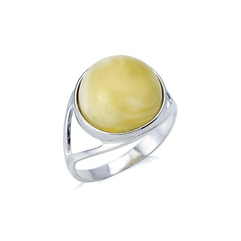 OPALOOK France - Wholesale Cocktail/Statement Ring - Natural Baltic honey amber ring, 925 silver0