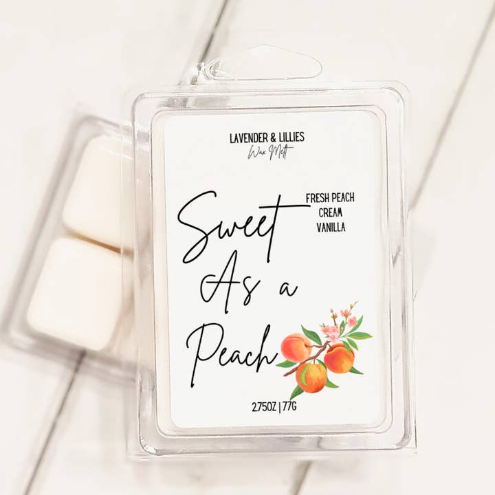 Sweet As a Peach- Coconut Wax Melt- 2.75oz Clamshell for wholesale by Lavender & Lillies