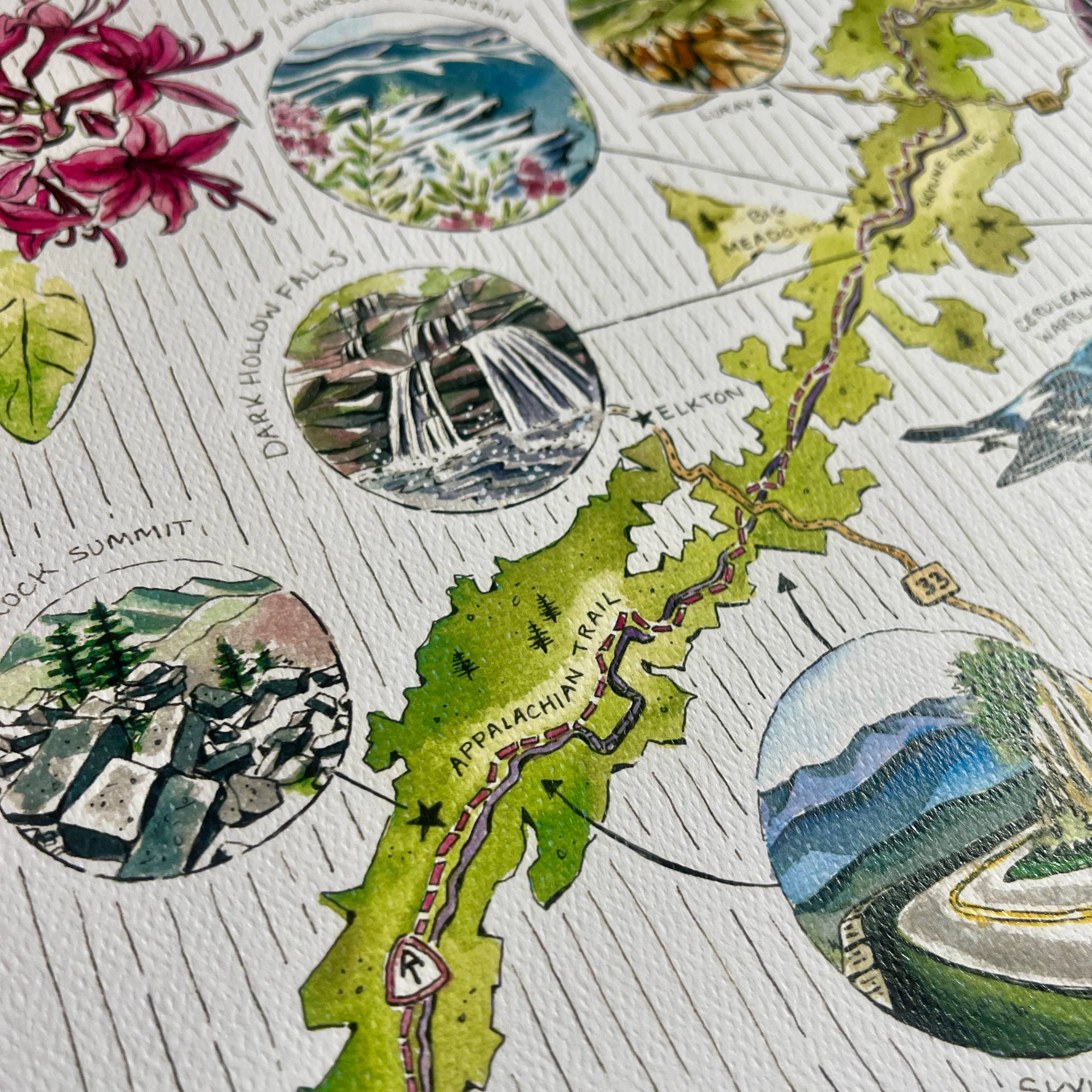 Rosalie Haizlett Illustration - Wholesale Map - Shenandoah National Park Illustrated Map3