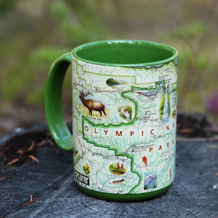 XPLORER MAPS - Wholesale Coffee Mug - Olympic National Park Map Mug – 16 oz Ceramic | Xplorer Maps Artwork
