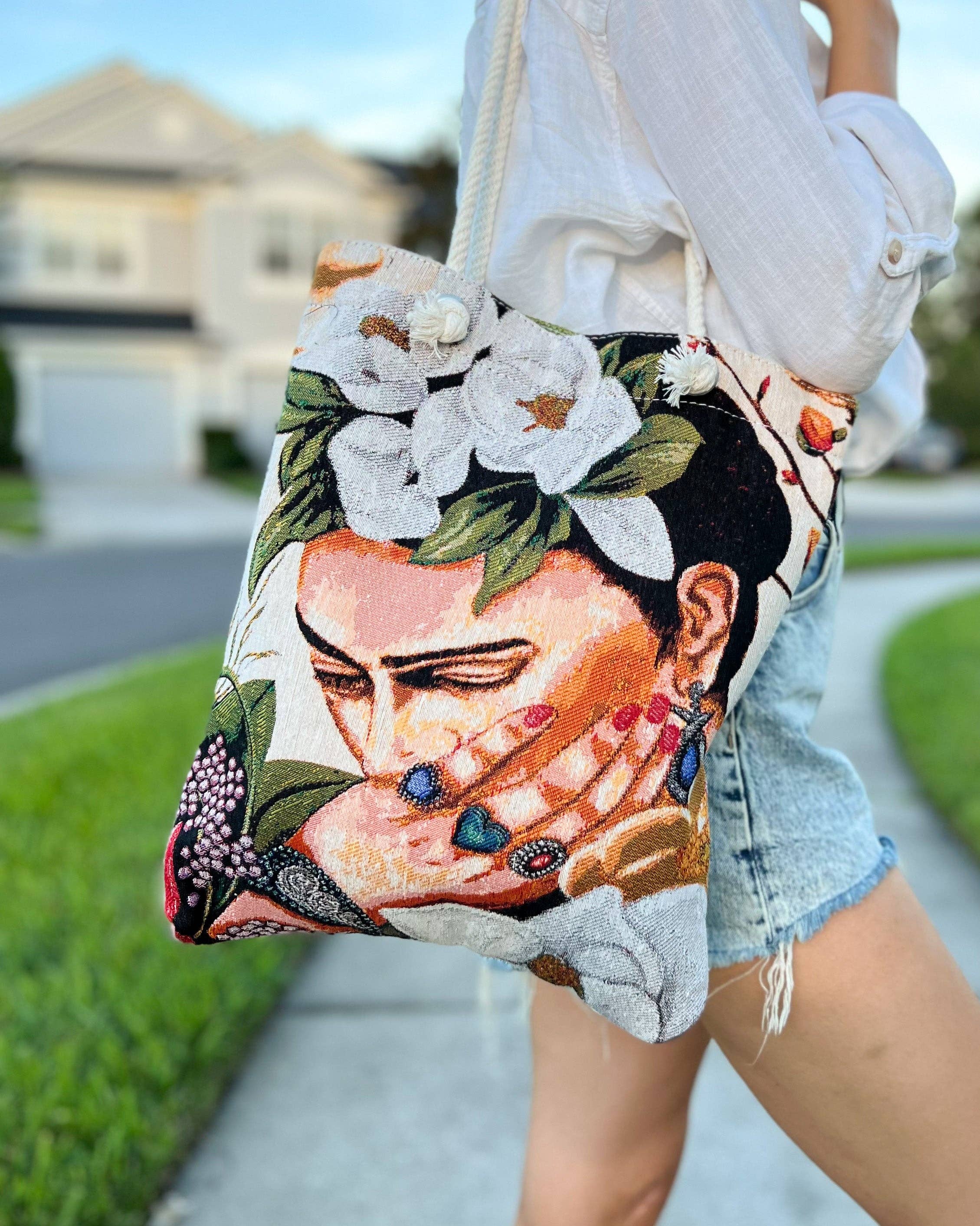 Umays Boho - Wholesale Tote Bag - Women's - Woven Fabric Tote Bag, Frida Kahlo Design Shoulder Bag1