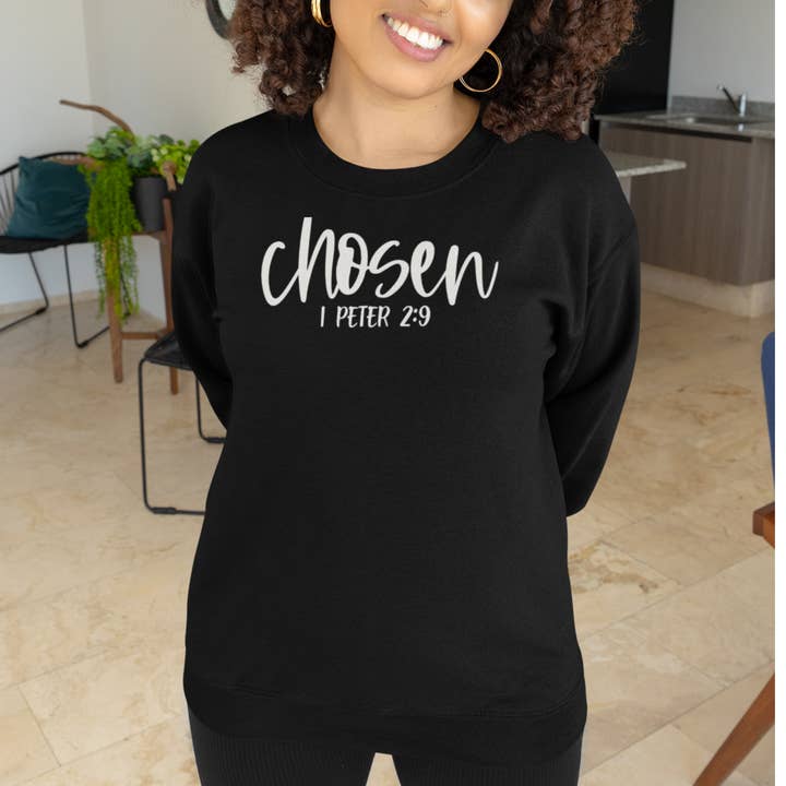 Love Ann Joy Apparel, LLC - Wholesale Graphic sweatshirt – Women’s - Chosen Bible Verse Christian Sweatshirt5