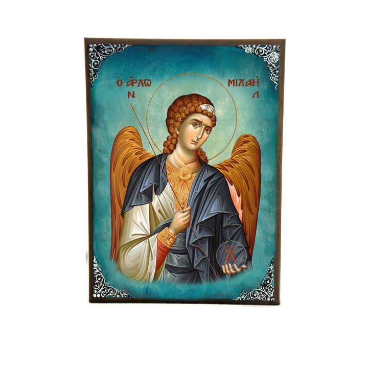 TheHolyArt – Großhandel Wandplakette – Erzengel-Michael-Ikone, handgefertigte griechisch-orthodoxe Ikone des Heiligen Michael, byzantinische Holztafel2