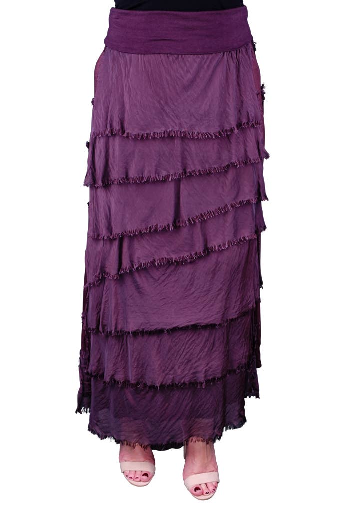 TINA Stephens Italy/Tees By Tina - Wholesale Skirt - Women's - Elisa Silk Ruffle Skirt (SL201)4