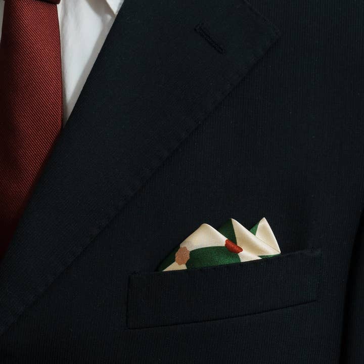 Verde Fazzoletto da taschino in seta «Checkerboard» - Verde in vendita all'ingrosso su Faire2