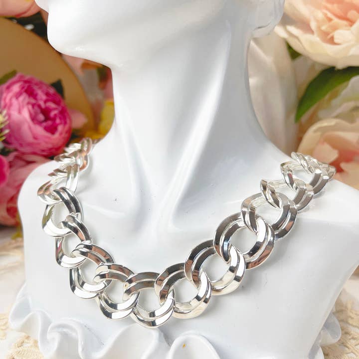 Melange Blanc - Wholesale Link & Chain Necklace - harper silver chunky chain necklace, large chain necklace