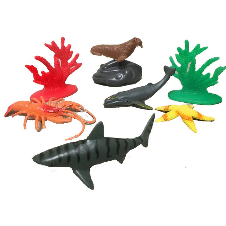 Texas Toy Distribution - Wholesale Figurine Toy - Kids - Sea Animal Figurines in Clear Tube with Dolphin Head Topper