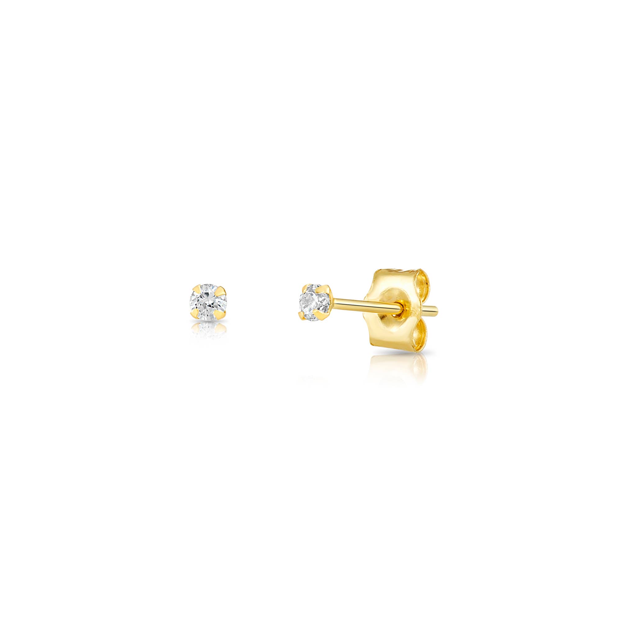 NY Gold & Silver Trading Inc. - Wholesale Stud/Post Earrings - 14K Solid Gold Martini Set CZ Stud Earrings with Push-Back1