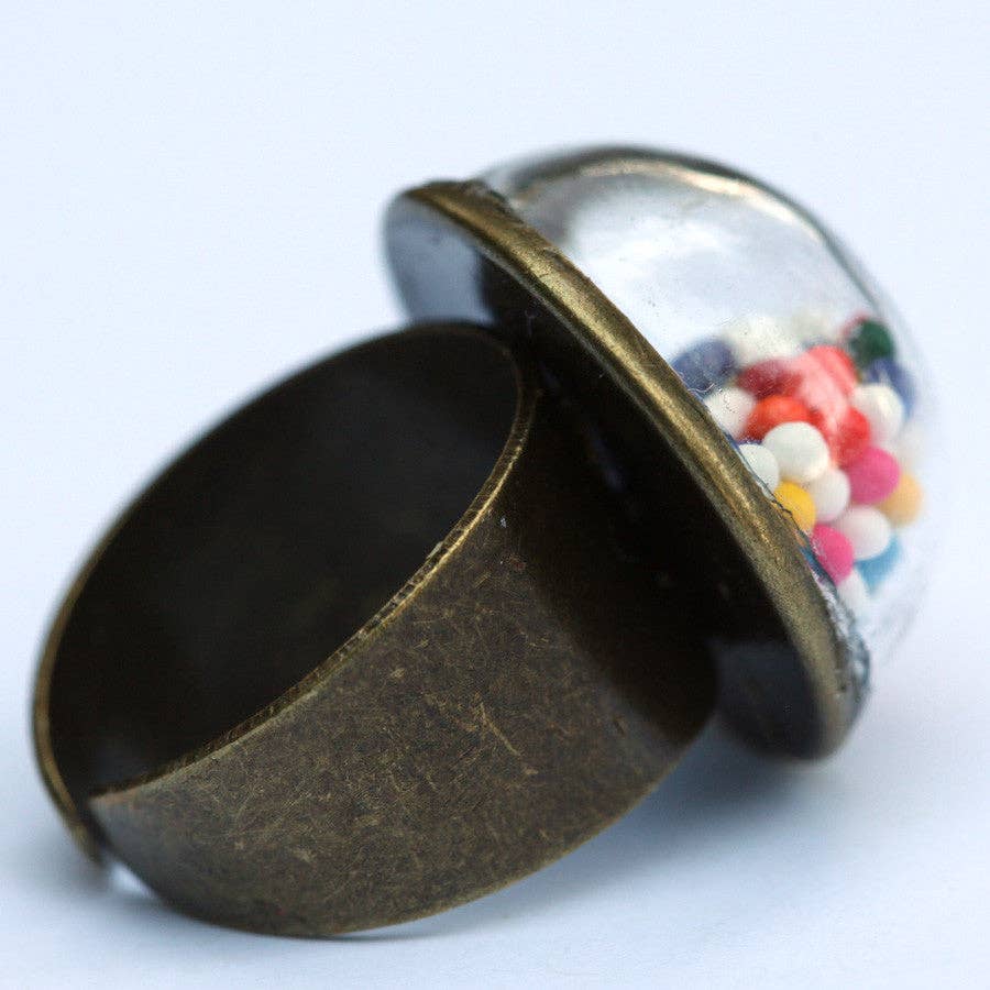 Amy Pfaffman Jewelry - Wholesale Cocktail/Statement Ring - Large glass dome ring with cake sprinkles11