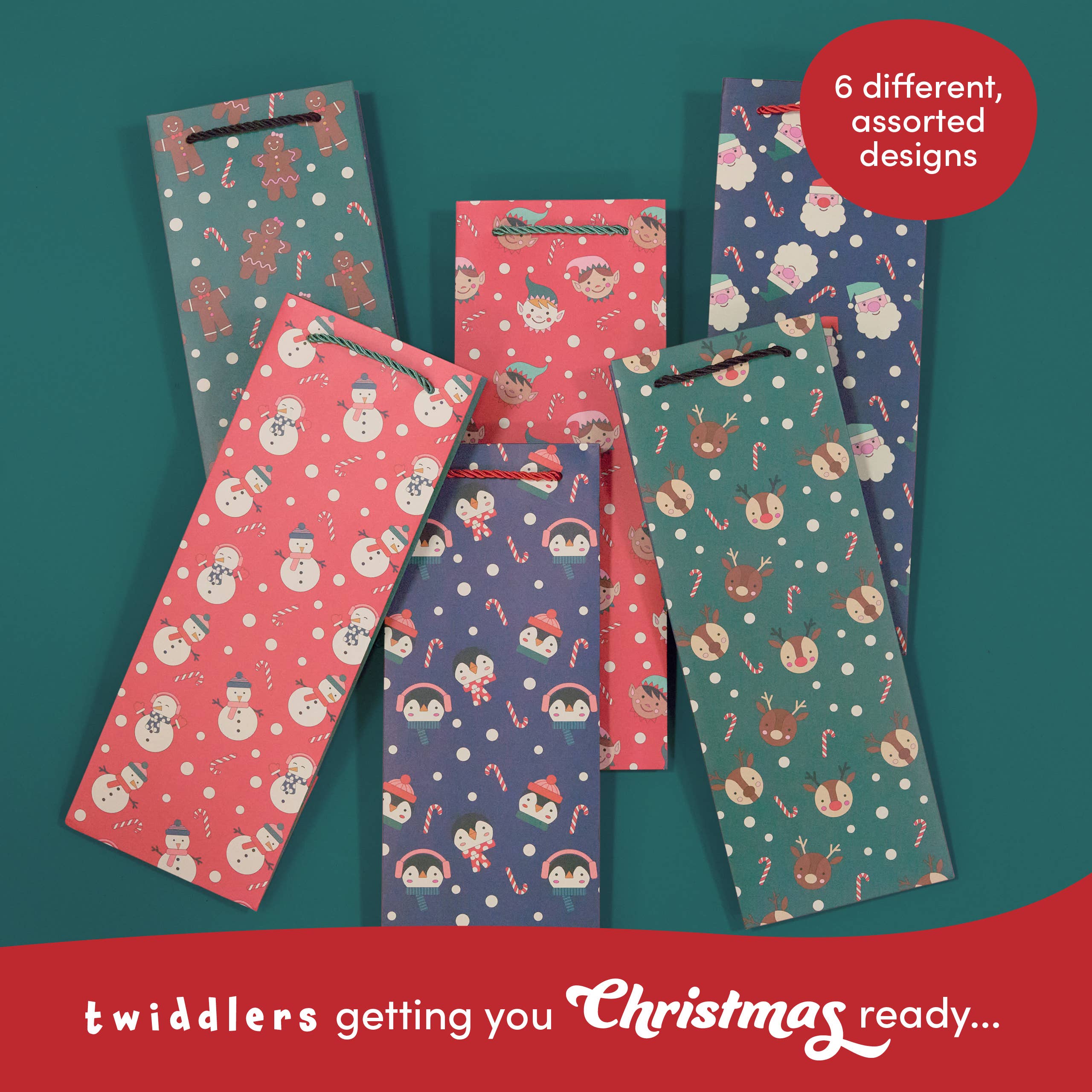 The Twiddlers – wholesale Wine gift bag – 12 Pcs Premium Christmas Single Wine Bottle Gift Bags6