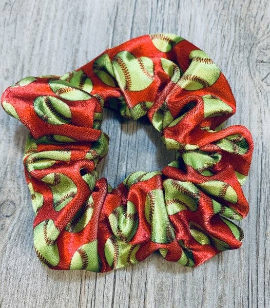 Sportybella - Wholesale Scrunchie - Women's - Softball Premium Velvet Scrunchie - Red1