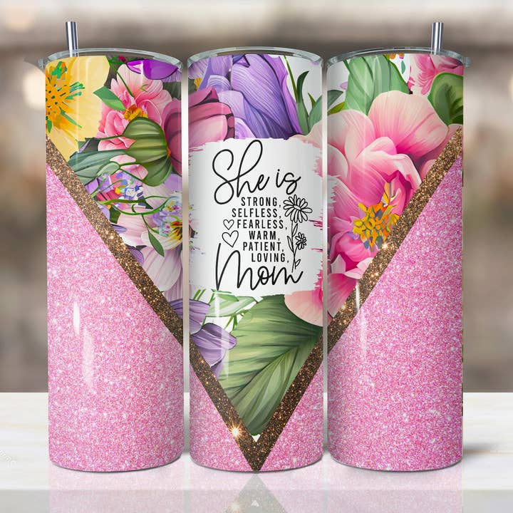 Gobelet rose pour la fête des mères, gobelet skinny 20 oz, tasse à fleurs pour la vente par Dm Crafting