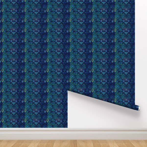 Peel and Stick Wallpaper - Neela / Blue for wholesale by SmithHönig