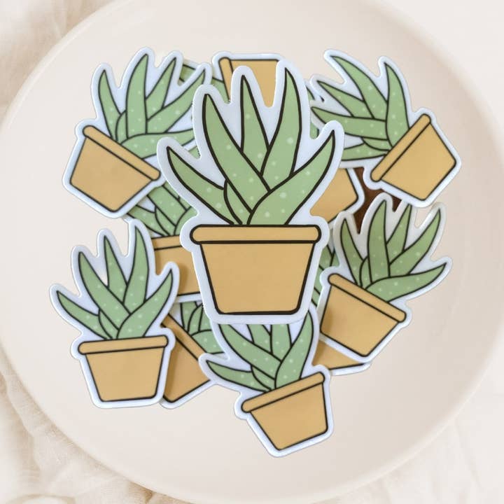 Autocollant découpé en vinyle résistant aux intempéries Aloe Plant pour la vente par Octopie Design