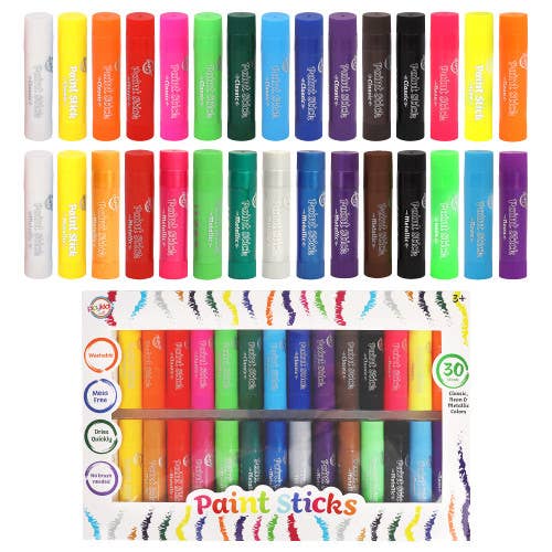 Playkidiz Paint Sticks, 30 Pack Bulk Sæt, Classic, Neon & Me for engroshandel hos The Toy Group