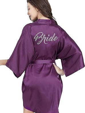 LA Merchandise - Wholesale Robe - Women's - La Merchandise LAB1800 Women's Satin Short Bridal Party Robe23