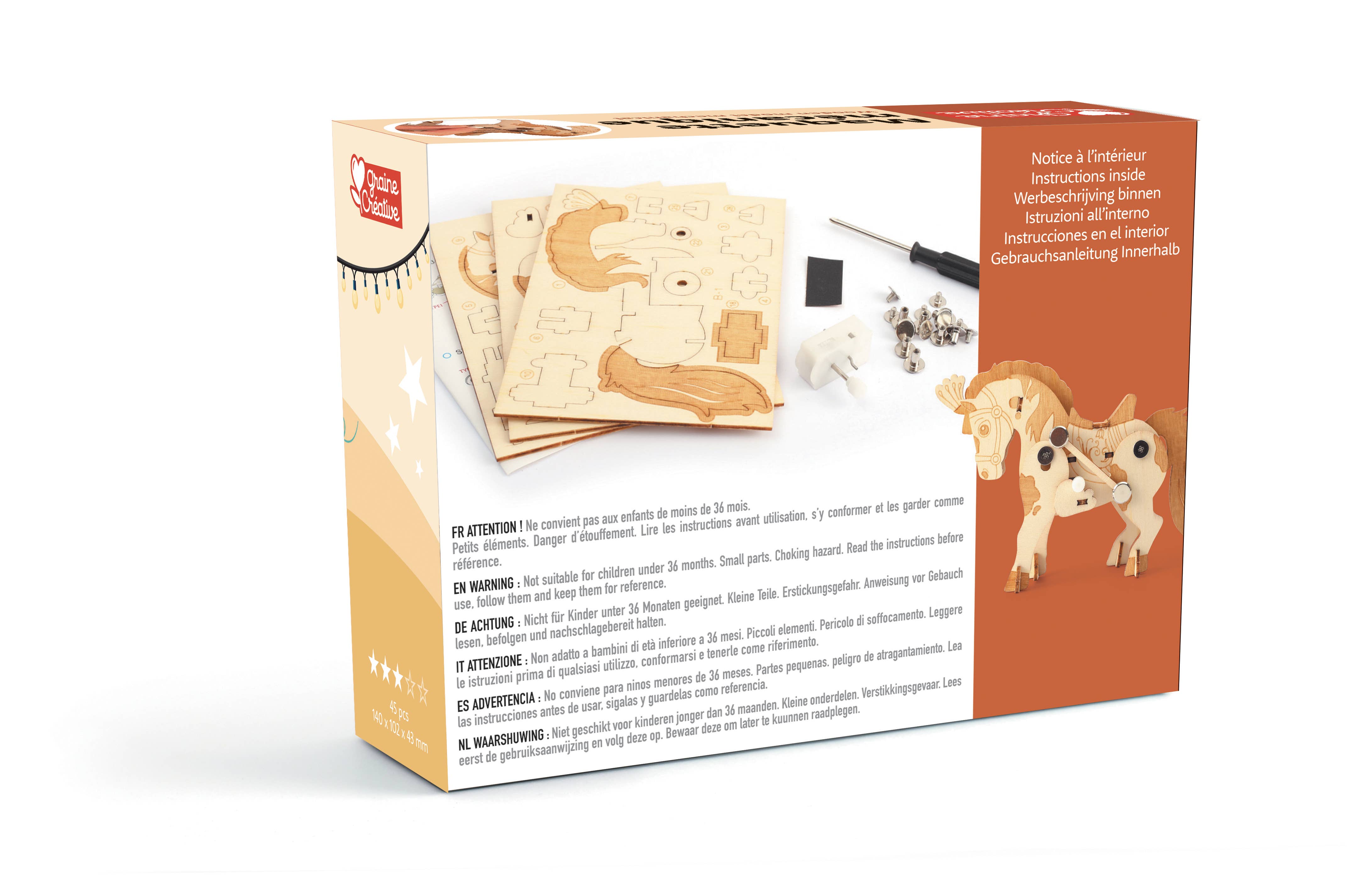 Graine Créative - Wholesale Wood Toy - Kids - WOODEN MODEL 3D MECHANICAL HORSE2