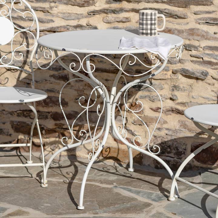 Zaer Ltd. International - Vente Salon de terrasse - Chaise et table rondes « Le Chardenoux 1908", 3 pièces, 3 couleurs12