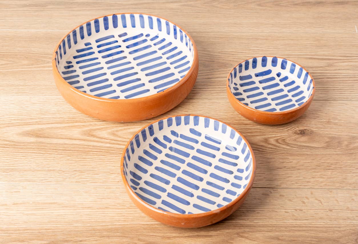 Verve Culture - Wholesale Decorative Plate/Dish/Bowl - Moroccan Nesting Dish Set - Blue Stripe1