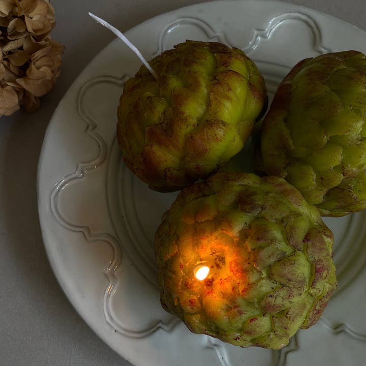 Vela de alcachofa, vela aromática de cera de abejas, vela para decoración de cocina, vela realista para venta al por mayor de House of Shokunin