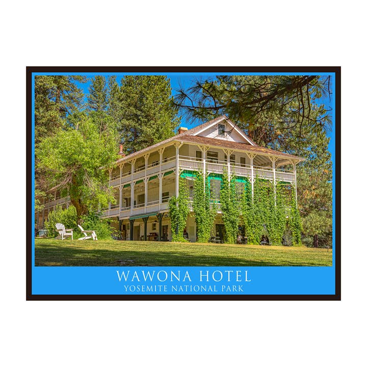AOP-100548 A Yosemite Wawona Hotel With Trees 9x12 Print for wholesale by Art of Place