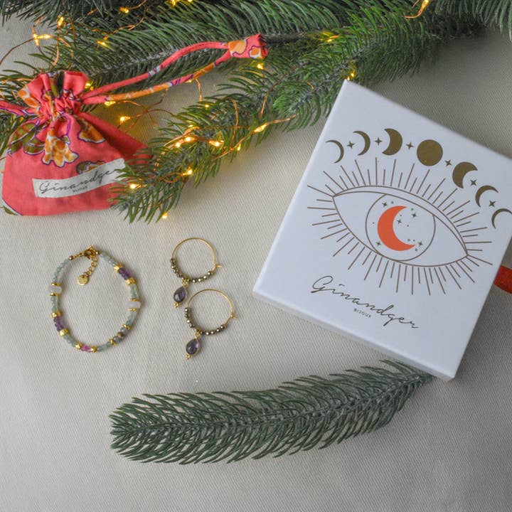 PACK NOEL - Bracelet Dhyyan and Earrings Pipa Amethyste for wholesale by GINANDGER