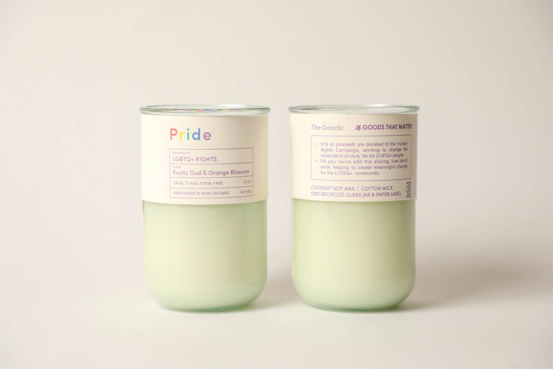 Goods That Matter – wholesale Burkljus – PRIDE, LJUDRÄTTER FÖR LGBTQ+, Träig citrusdoftande ljus, ekologisk soja3