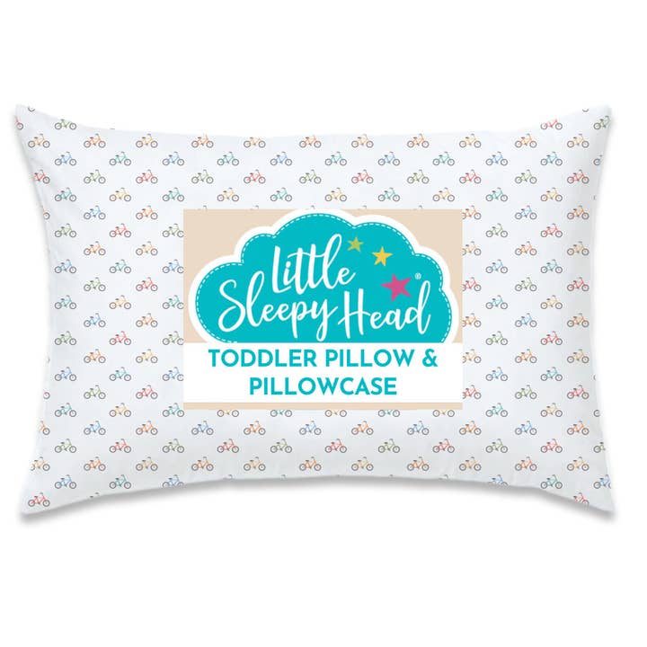 Toddler Pillow + Pillowcase Set - Bicycles - 13"x18" for wholesale by Little Sleepy Head