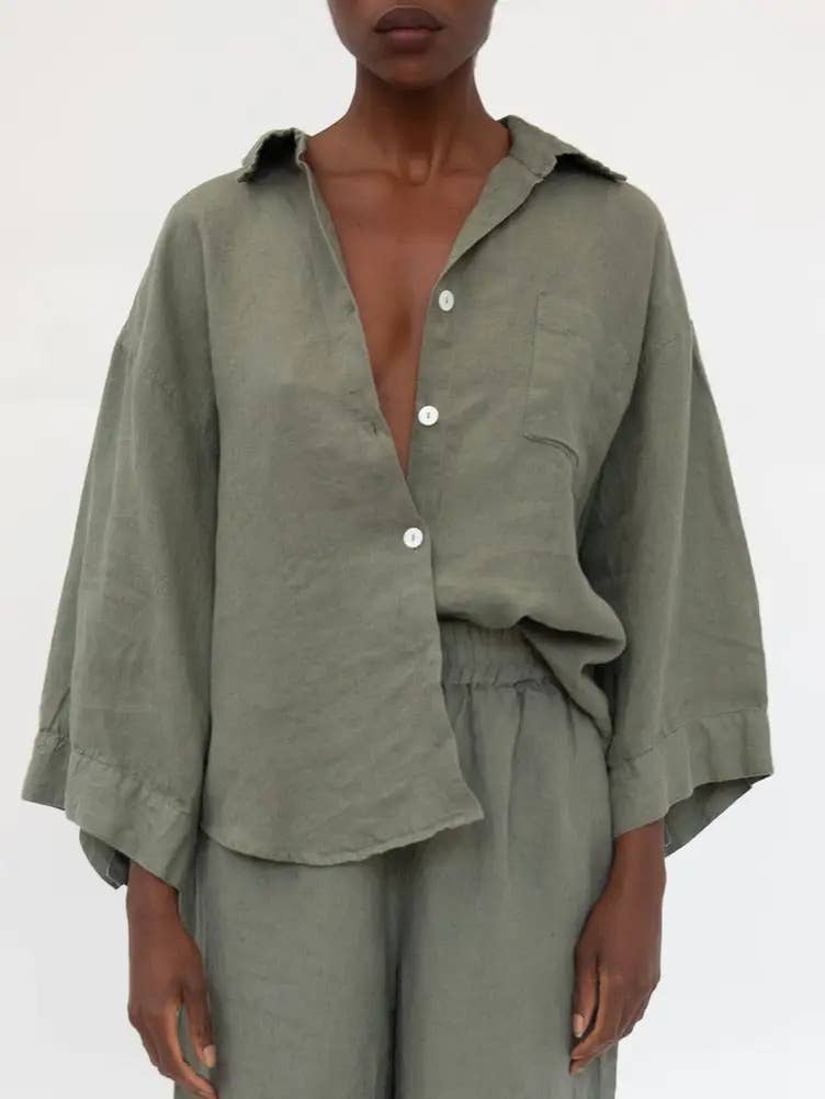 Sunday Morning – wholesale Sleepwear set – Women's – Carrie Linen Sleepwear Set7